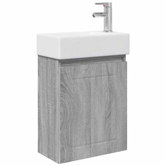 vidaXL M&oacute;dulo De Ba&ntilde;o Con Grifer&iacute;a Sonoma Gris 45,5 X 25,5 X 84 Cm Vidaxl