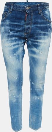 Dsquared2 Blue Washed & Distressed Denim Skinny Dan Jeans