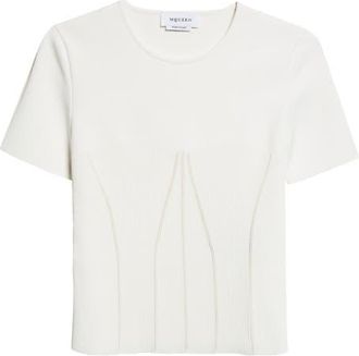 Alexander McQueen Rib T-Shirt in Ivory at Nordstrom, Size 10 Us