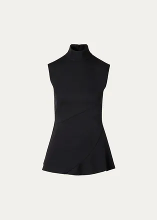 Akris Mock Turtleneck Peplum Top
