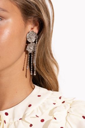 Alessandra Rich Flower-shaped Clip-on Earrings, Womens, Silver