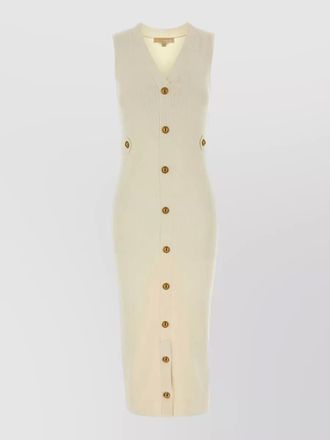 Michael Kors v neck ribbed sleeveless midi dress