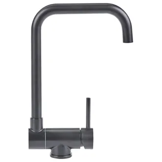 Beliani Grifo De Cocina Extra&iacute;ble De Acero Inoxidable Con Aireador Silicona Negro Juntuma
