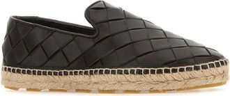 Bottega Veneta Womens Dark Brown Leather Jack Espadrillas Fondant Espadrilles
