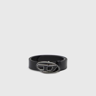 Diesel 2.4cm leather belt with enamelled Oval D buckle - Belts - Woman - Black
