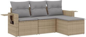 vidaXL Juego De Sof&aacute;s Jard&iacute;n Con Cojines 4 Pzas Rat&aacute;n Sint&eacute;tico Beige Vidaxl