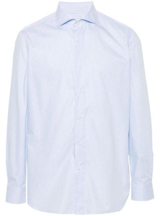 Borrelli Napoli Light Blue Checked Cotton Shirt With Classic Collar And Tailored Fit
