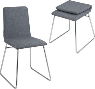 Costway Upholstered Dining Chairs Set of 2 Kitchen Dinner Chairs-Grey