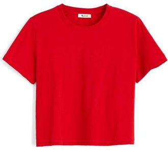 Madewell Boxy Crop Cotton Slub T-Shirt in Varsity Red at Nordstrom, Size X-Small