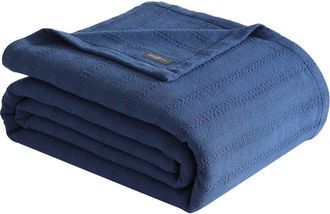 Eddie Bauer Variegated Weave Stripe Cotton Blanket in Dark Blue at Nordstrom Rack, Size Full/queen
