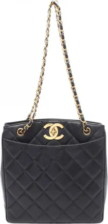Chanel Matelasse Black Grained Calfskin Handbag Tote Bag (Pre-Owned)