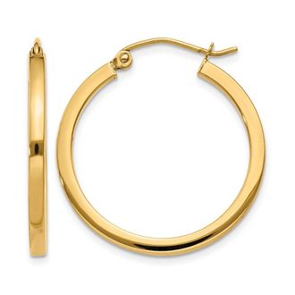 Diamond2Deal 14k Gold 2mm Square Shape Tube Hoop Earrings