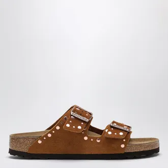 Birkenstock Slide Arizona Rivet in pelle scamosciata con borchie