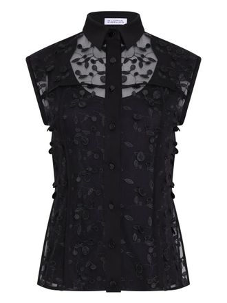 Gloria Coelho floral-appliqu&eacute; buttoned shirt - Black