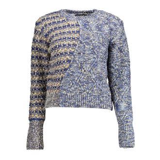 Desigual Blauwe Eclectische Trui met Contrastdetails - Dames - Ronde hals truien - Veelkleurig - XL - Polyester - Truien & Vesten