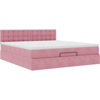 vidaXL Estructura Cama Otomana Con Colch&oacute;n Terciopelo Rosa 180x200 Cm Vidaxl