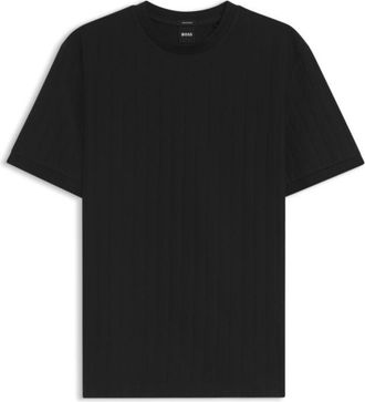 BOSS Vertical-stripe T-shirt in mercerised cotton