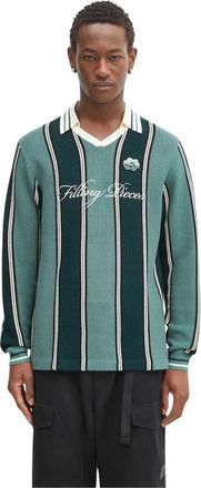 Filling Pieces Knit Football Jersey - Heren - V-hals truien - Groen - XL - Polyester - Truien & Vesten