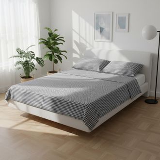 KASANOVA Parure letto matrimoniale quadretti grigi Young