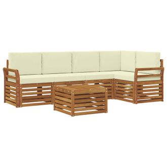 vidaXL Conjunto De Sof&aacute; Seccional Con Coj&iacute;n 6 Pcs Natural Y Crema Vidaxl