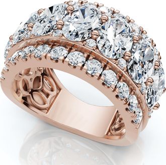 Pompeii3 4 1/5Ct Oval Diamond Vivant Wide Anniversary Ring 14k Gold Lab Grown