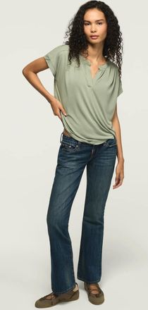 Lucky Brand Womens Sandwash Notch Neck Dolman Tee