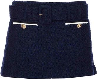 Self Portrait Blue Boucle Skirt