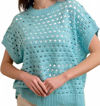 Bibi Open Knit Eyelet Top In Baby Blue