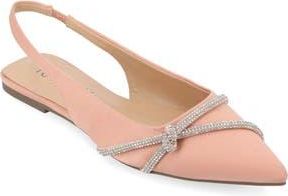 Journee Collection Rebbel Pav&eacute; Crystal Knot Slingback Flat in Rose at Nordstrom Rack, Size 6.5