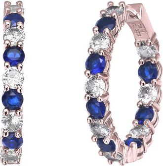 Rachel Glauber 18K Rose Gold Plated Cz Hoops