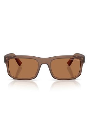 A|X Armani Exchange 56mm Square Sunglasses in Matte Frosted Brown/bronze at Nordstrom
