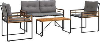 vidaXL Juego De Muebles De Exterior Con Coj&iacute;n 4 Pcs Gris Claro Vidaxl