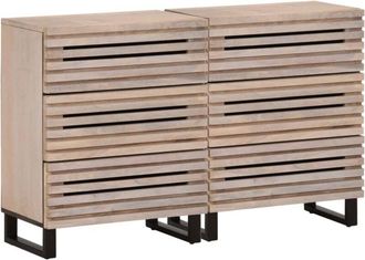 vidaXL Vidaxl Aparador 2 Piezas Madera Maciza De Mango 60x34x75 Cm
