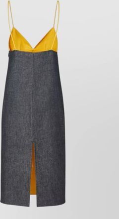 Fendi denim dress spaghetti straps floral appliqu&eacute;