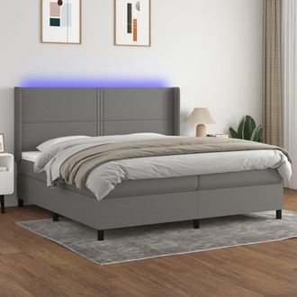 vidaXL Vidaxl - Cama Box Spring Colch&oacute;n Y Luces Led Tela Gris Claro 200x200 Cm