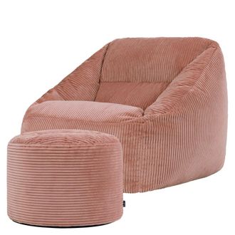 Icon Brand Puf sill&oacute;n con reposapi&eacute;s redondo de pana rosa