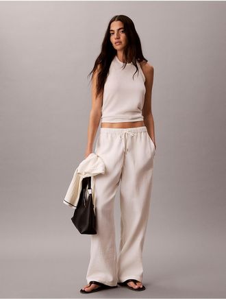 Calvin Klein Jeans Calvin Klein Womens Double Gauze Pull-On Pants - White - XL