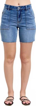 Judy Blue Womens Cut Off Midi Shorts In Blue