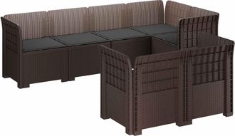 vidaXL Sof&aacute; De Jard&iacute;n Para 7 Personas Con Cojines Estilo Ratan Pp Vidaxl