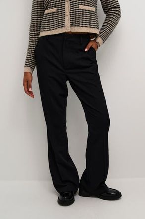 Kaffe KAsakura Flared Leg Regular Fit Trousers in Black Deep at Nordstrom, Size 12