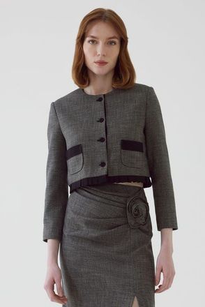 Exquise Amias Cropped Jacket in Anthracite at Nordstrom, Size X-Small
