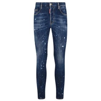 Dsquared2 Mens Super Twinky Jean Splatter Design Blue Jeans Cotton - Size 44W/30L
