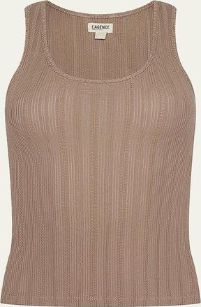 L'agence Adira Pointelle Scoop-Neck Tee