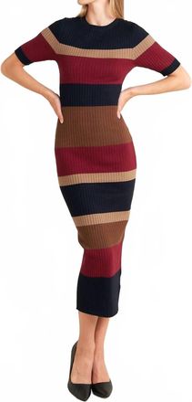 Flying Tomato Color Block Midi Sweater Dress In Black Multi