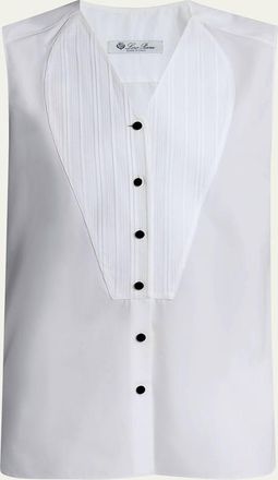 Loro Piana Caylee Sleeveless Poplin Tux Top
