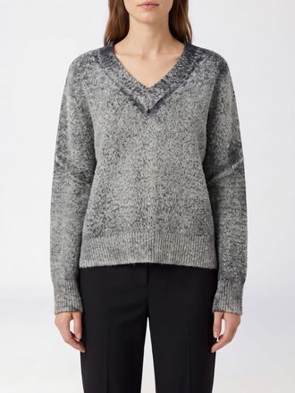Avant Toi Maglia con scollo a V in cotone con stampa astratta e spalle cadute