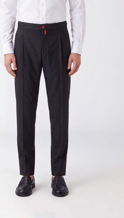 Kiton Pleated Tailored Trousers in Pure Virgin Wool with Belt Loops
