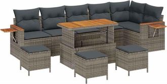 vidaXL Garden Sofa Set with Cushion 12 pcs Grey Poly Rattan vidaXL