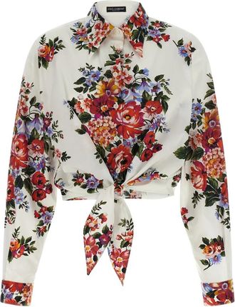 Dolce & Gabbana Flower bouquet-print katoenen overhemd - Dames - Overhemden - Veelkleurig - M - Katoen - Overhemden