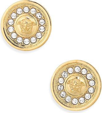 Versace Medusa Crystal Disc Stud Earrings in Gold 2N Crystal at Nordstrom